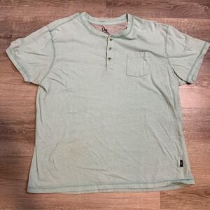 Lee Men's Light Blue Striped Henley T-Shirt Short Sleeve Pocket XL